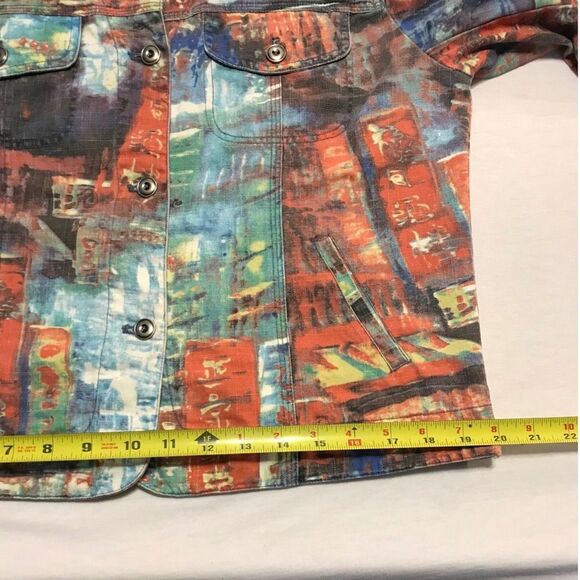 Chico’s Art To Wear Jacket Women's Size 1 (Med-8) Earth Tones Retro Denim Style - Picture 8 of 8